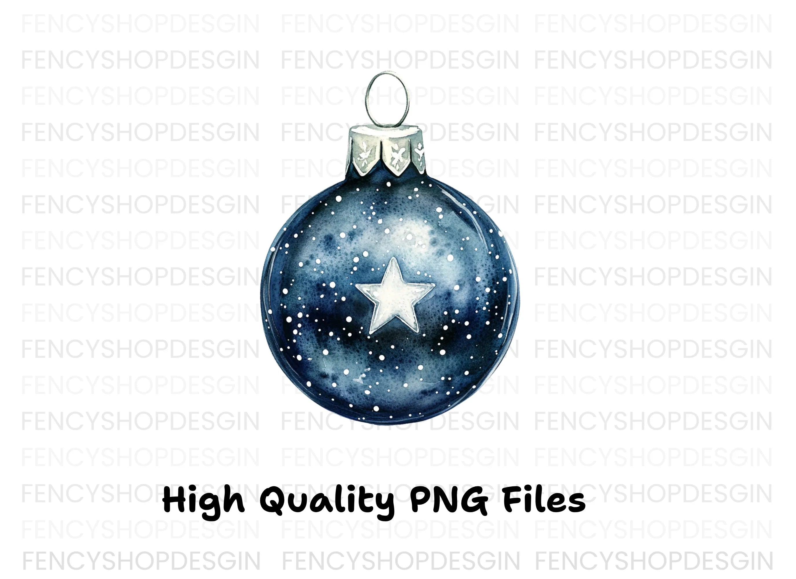 Blue Star Christmas Ornaments Clipart Bundle