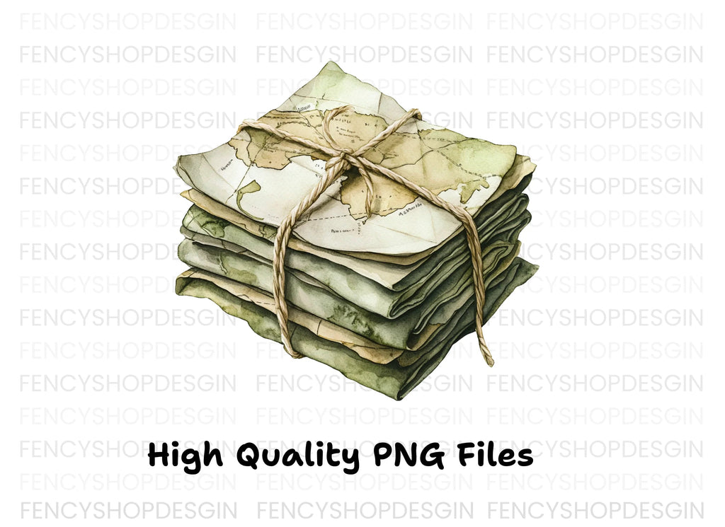 Vintage Stacked Wolrd Map Clipart Bundle