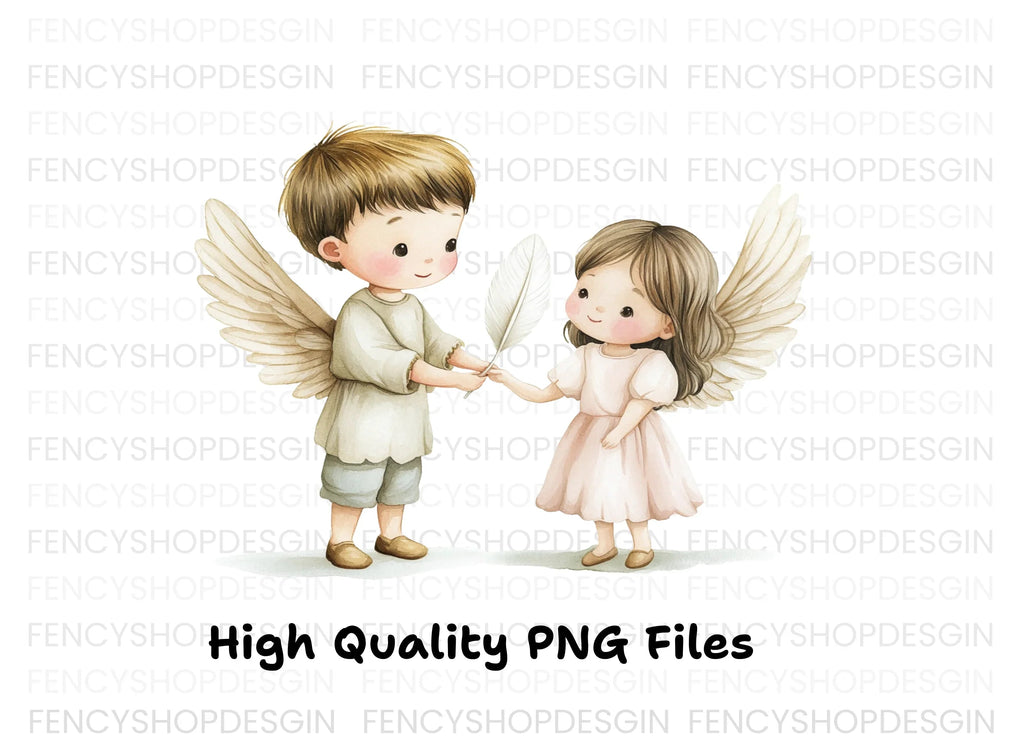 Cute Angel Kids Clipart Bundle