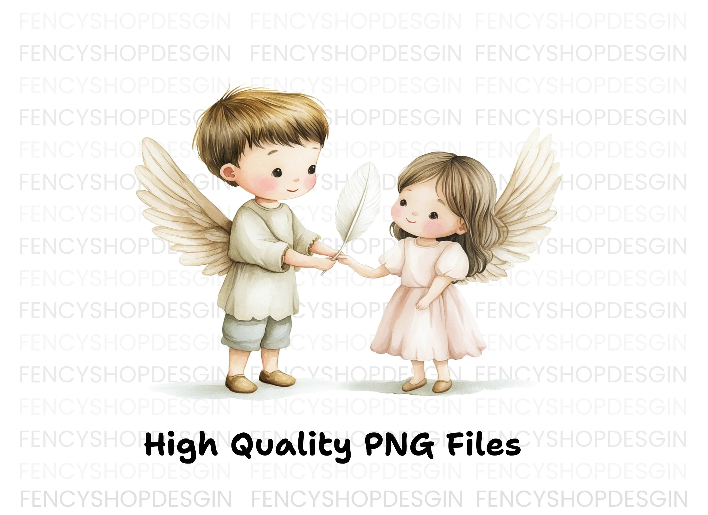 Cute Angel Kids Clipart Bundle