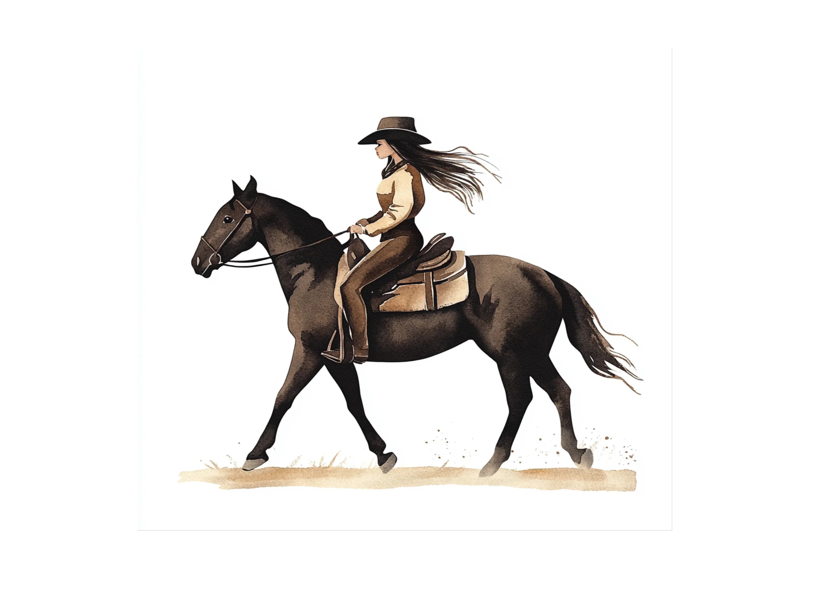 Cowgirl Riding Horse Clipart Bundle