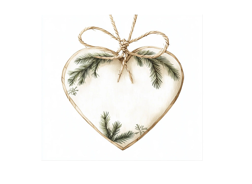 Rustic Christmas Heart Ornaments Clipart Bundle