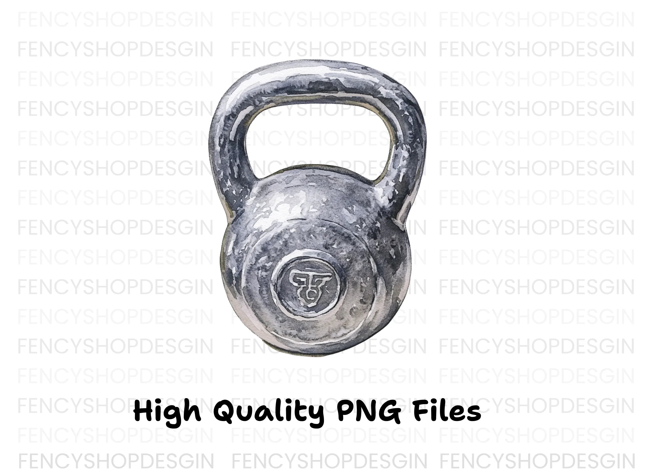 Single Kettlebell Illustration Clipart Bundle