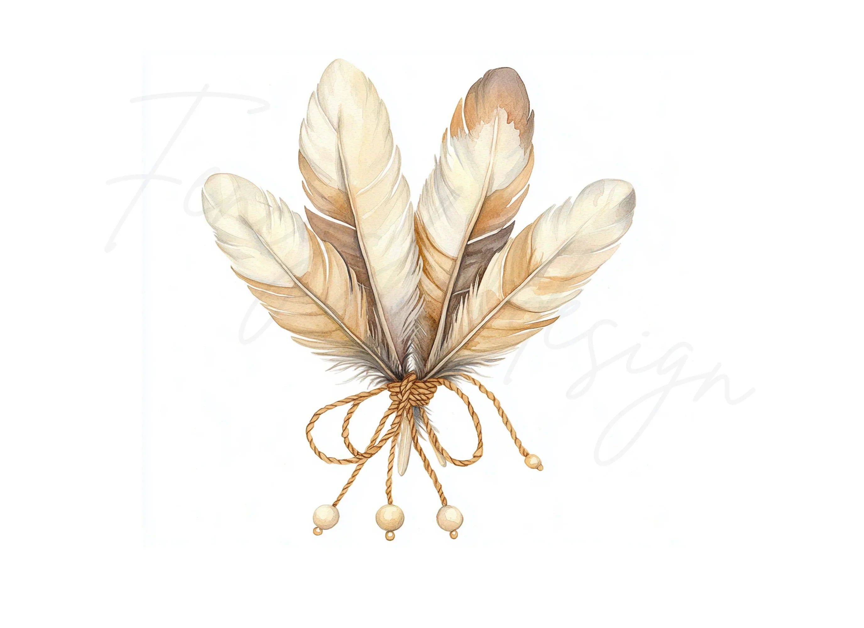 Boho Feather Bouquets Clipart Bundle