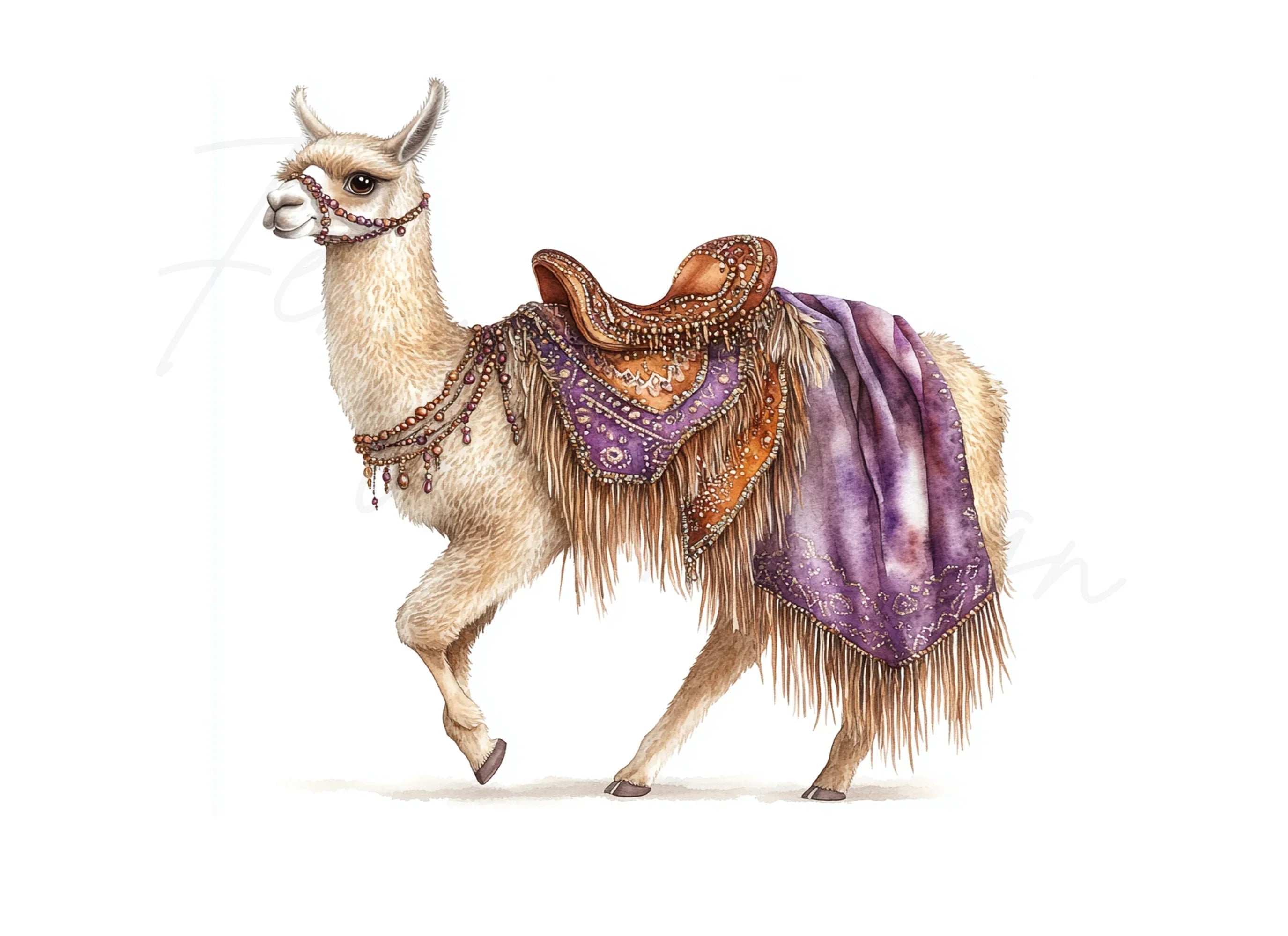 Llama with Ornate Saddles Clipart Bundle