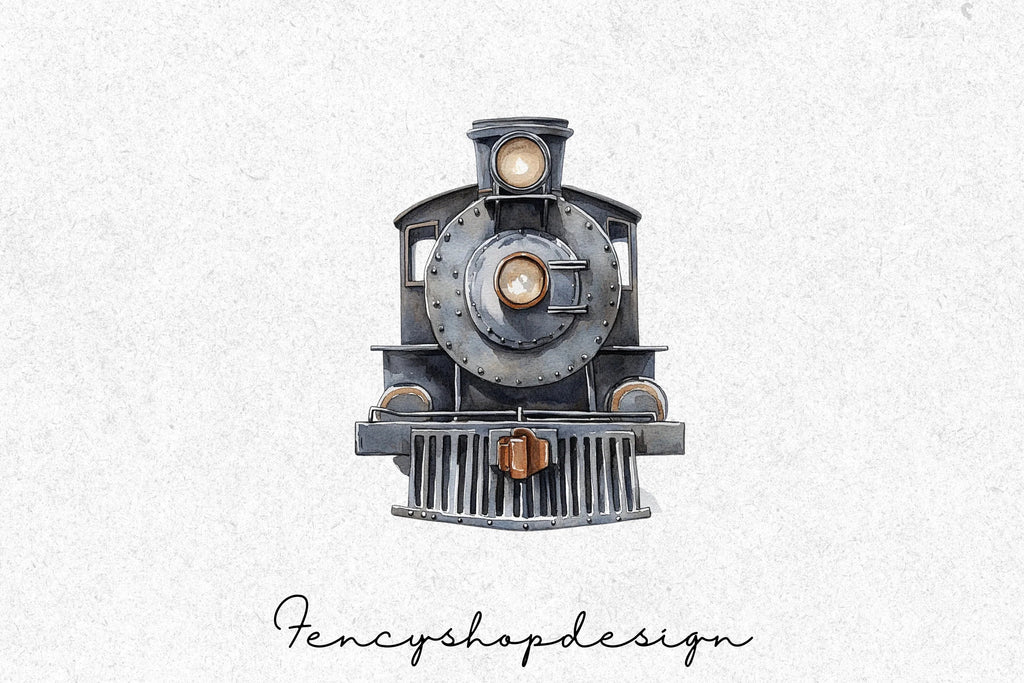 Vintage Steam Train Clipart Bundle