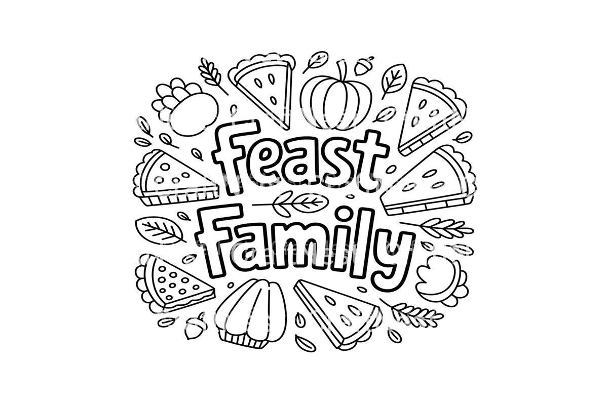 Feast Family Thanksgiving Coloring Books