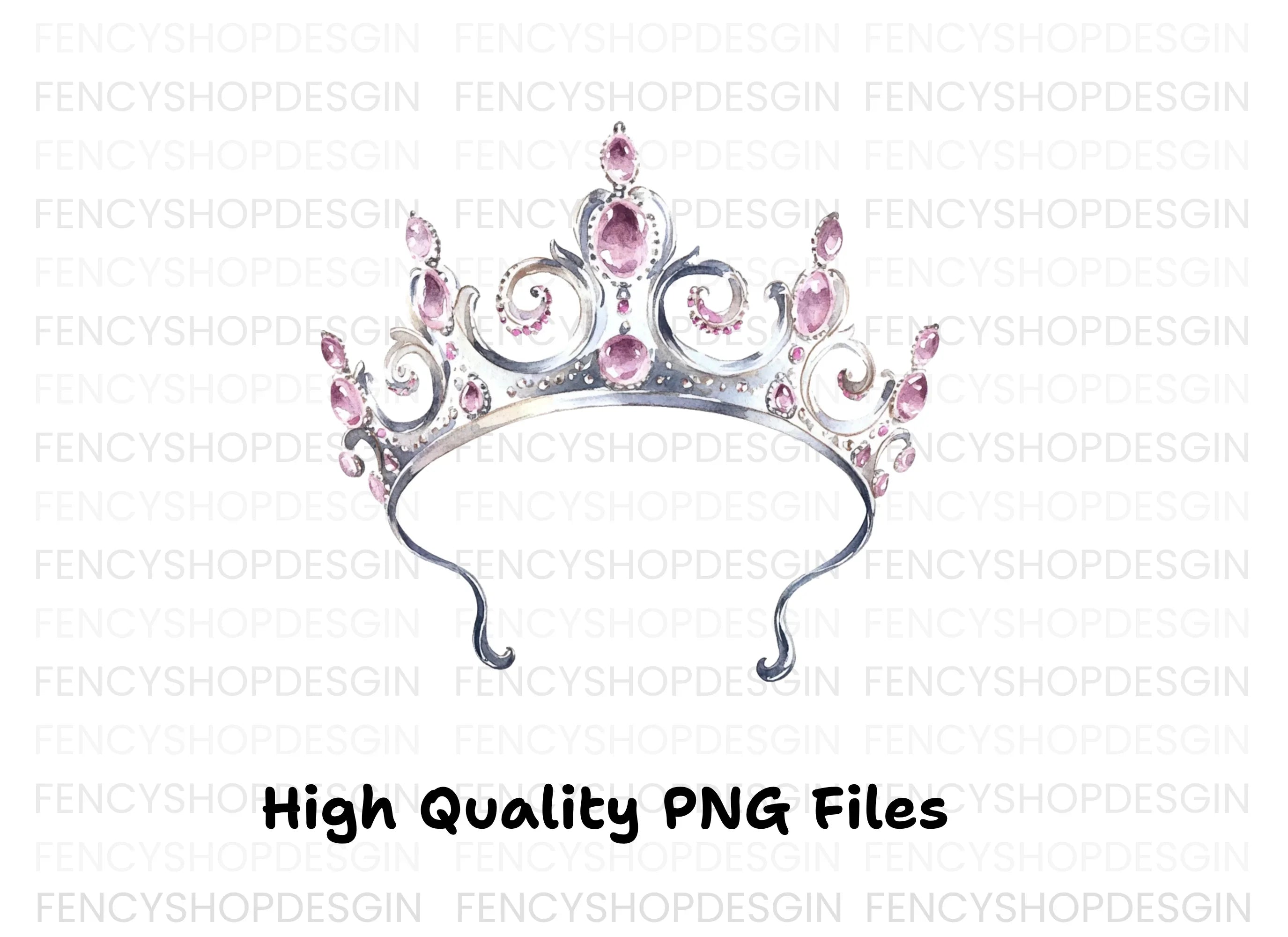 Elegant Pink Gemstone Tiara Clipart Bundle