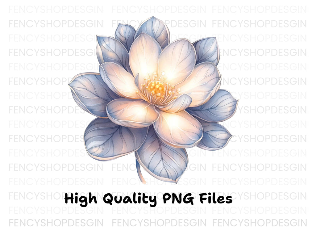 Elegant White Lotus Flower Clipart Bundle