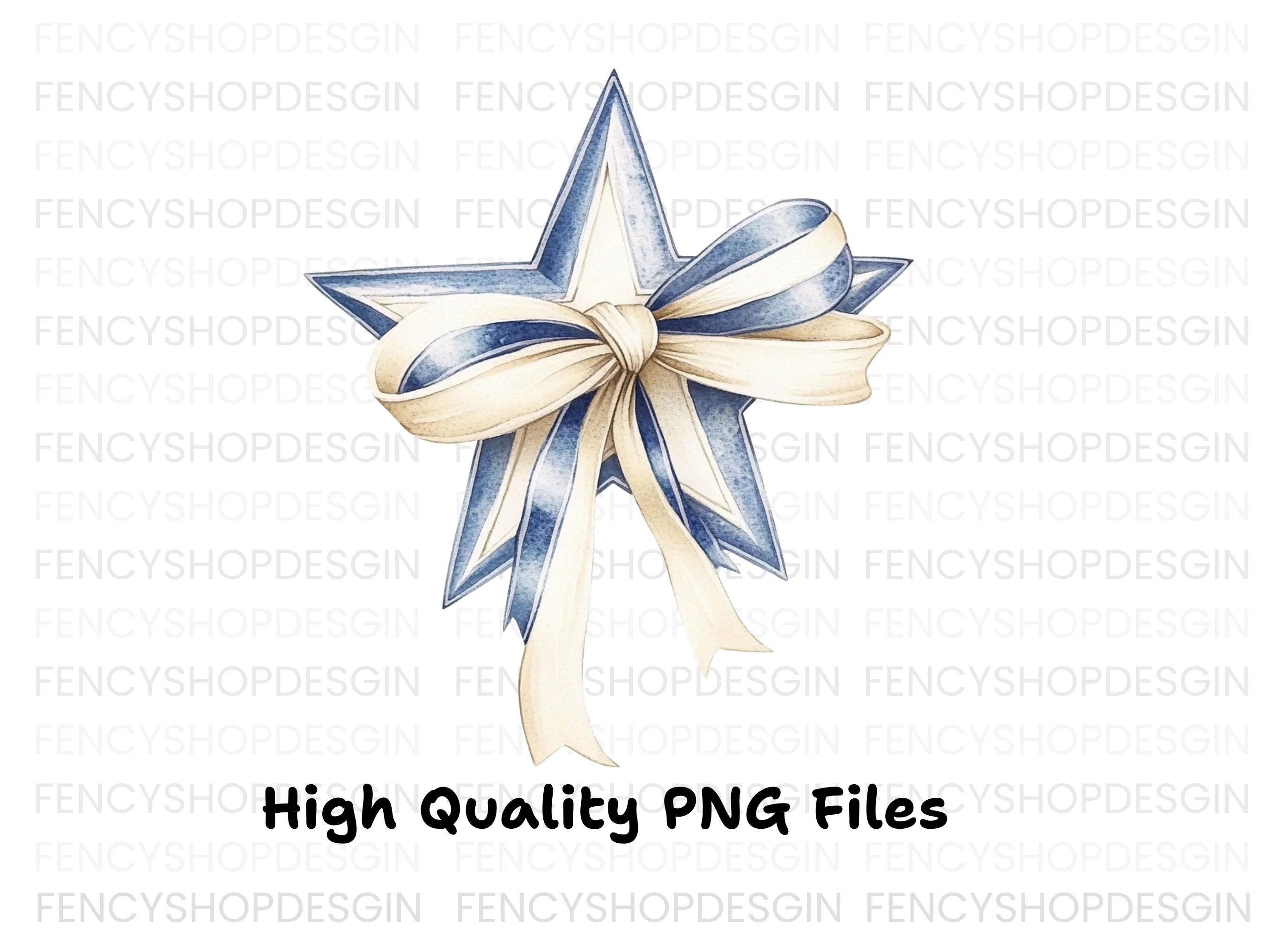 Decorative Star with Ribbon Clipart Bundle