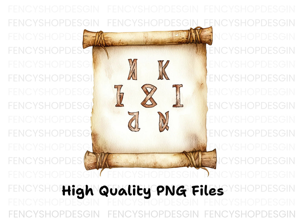 Mystical Rune Alphabet Scroll Clipart Bundle