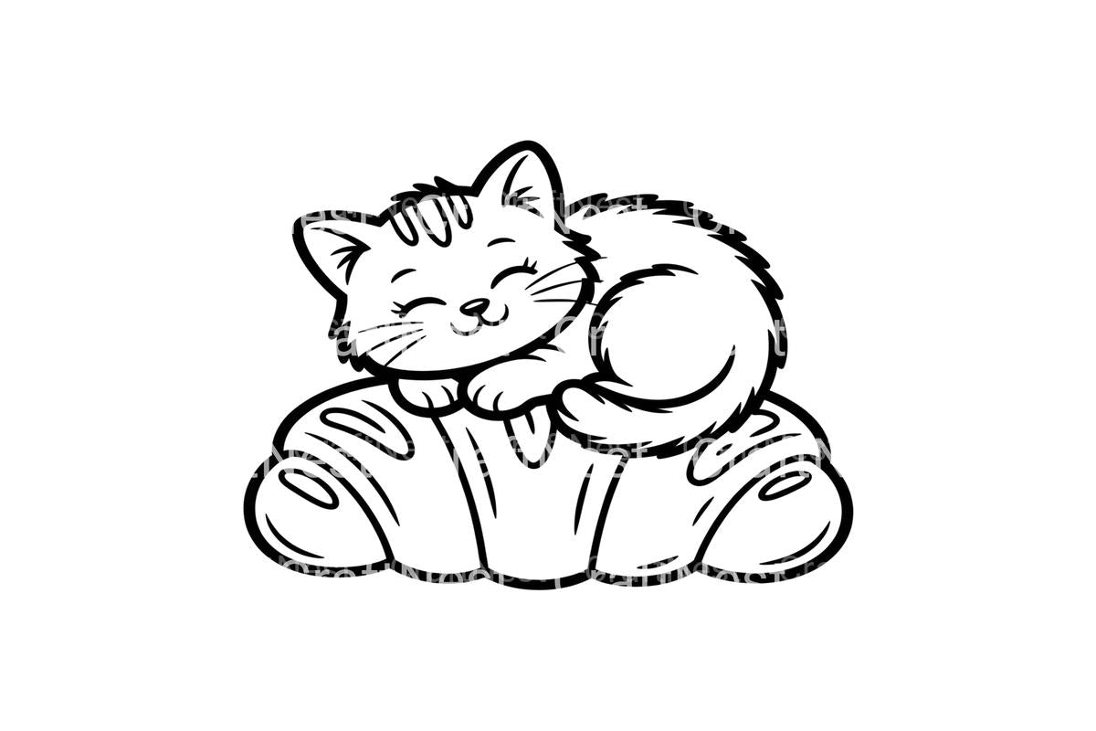 Cute Sleeping Kittens Coloring Books