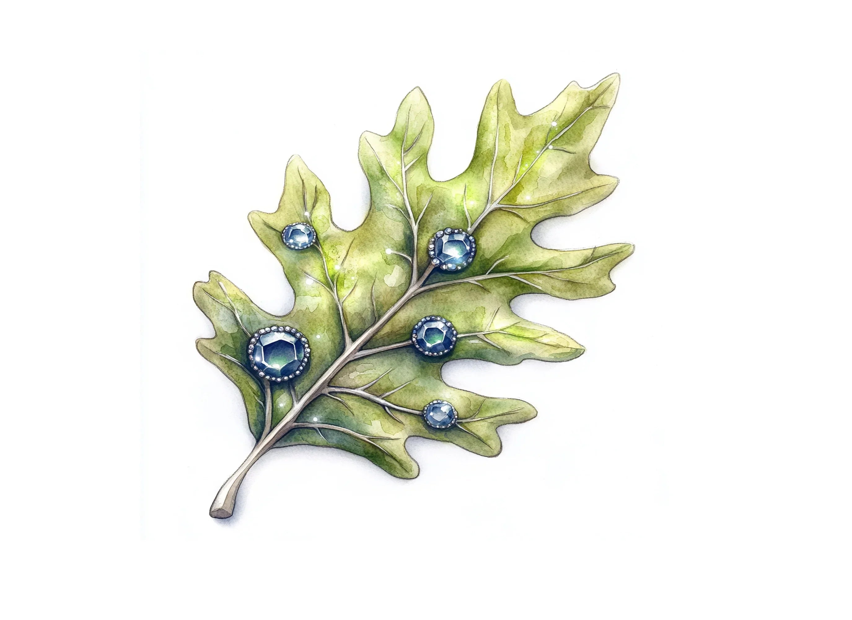 Jeweled Oak Leaves Clipart Bundle