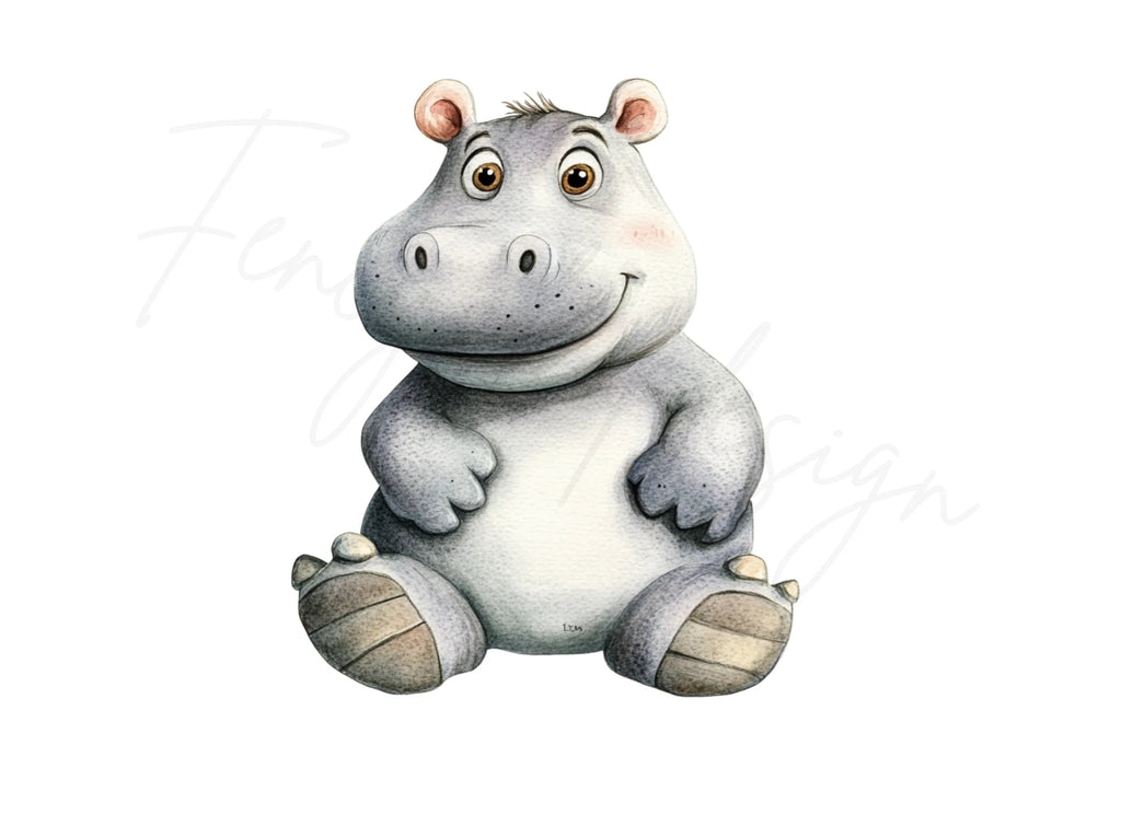 Adorable Baby Hippo Clipart Bundle