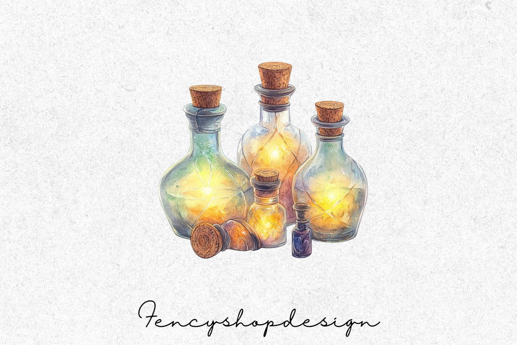 Potion Bottles Elixirs Clipart Bundle