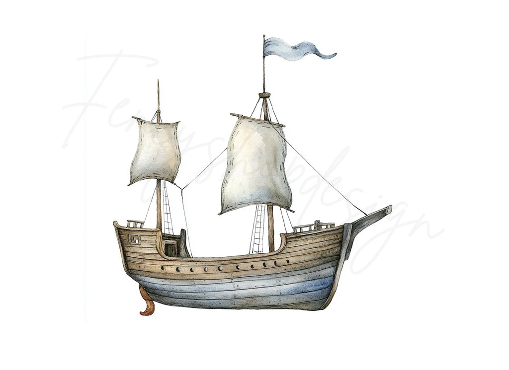 Vintage Sailing Ship Clipart Bundle