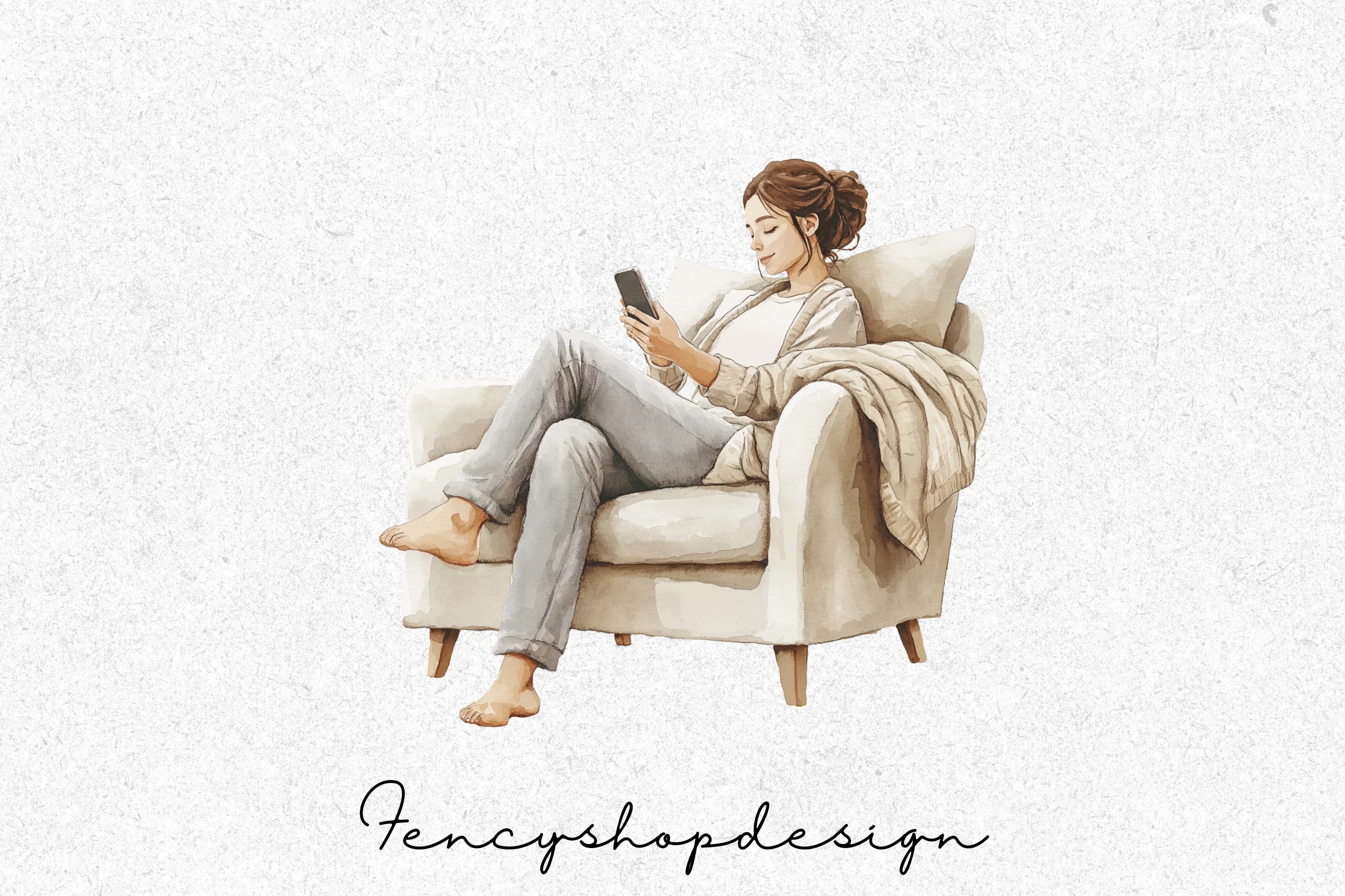Cozy Sofa Armchair Relaxation Clipart Bundle