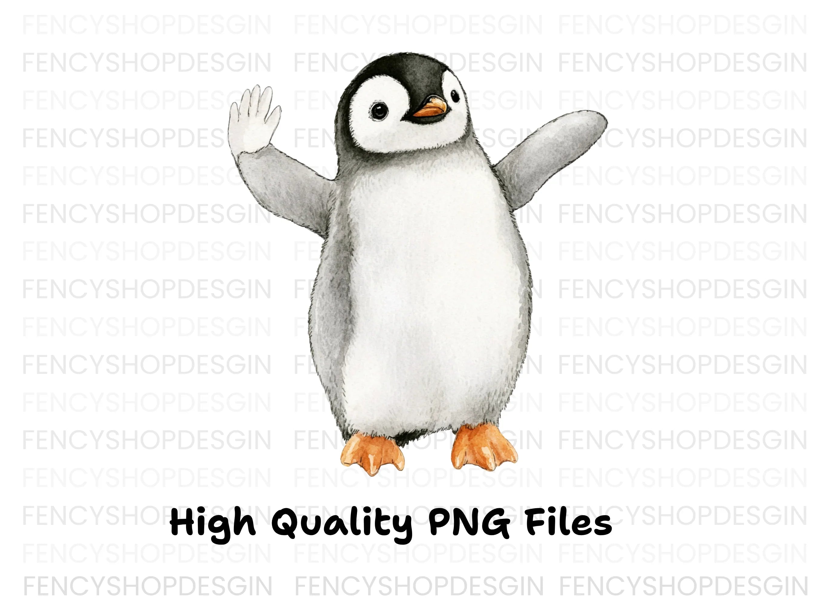 Waving Baby Penguin Clipart Bundle