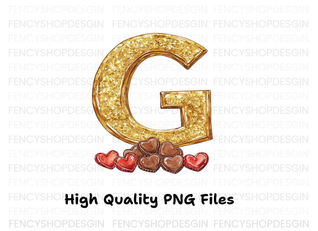 Golden Glitter Letter with Chocolates Clipart Bundle