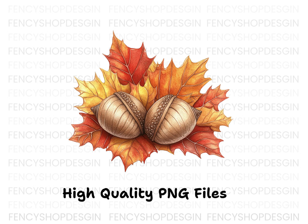 Fall Leaves and Acorns Clipart Bundle