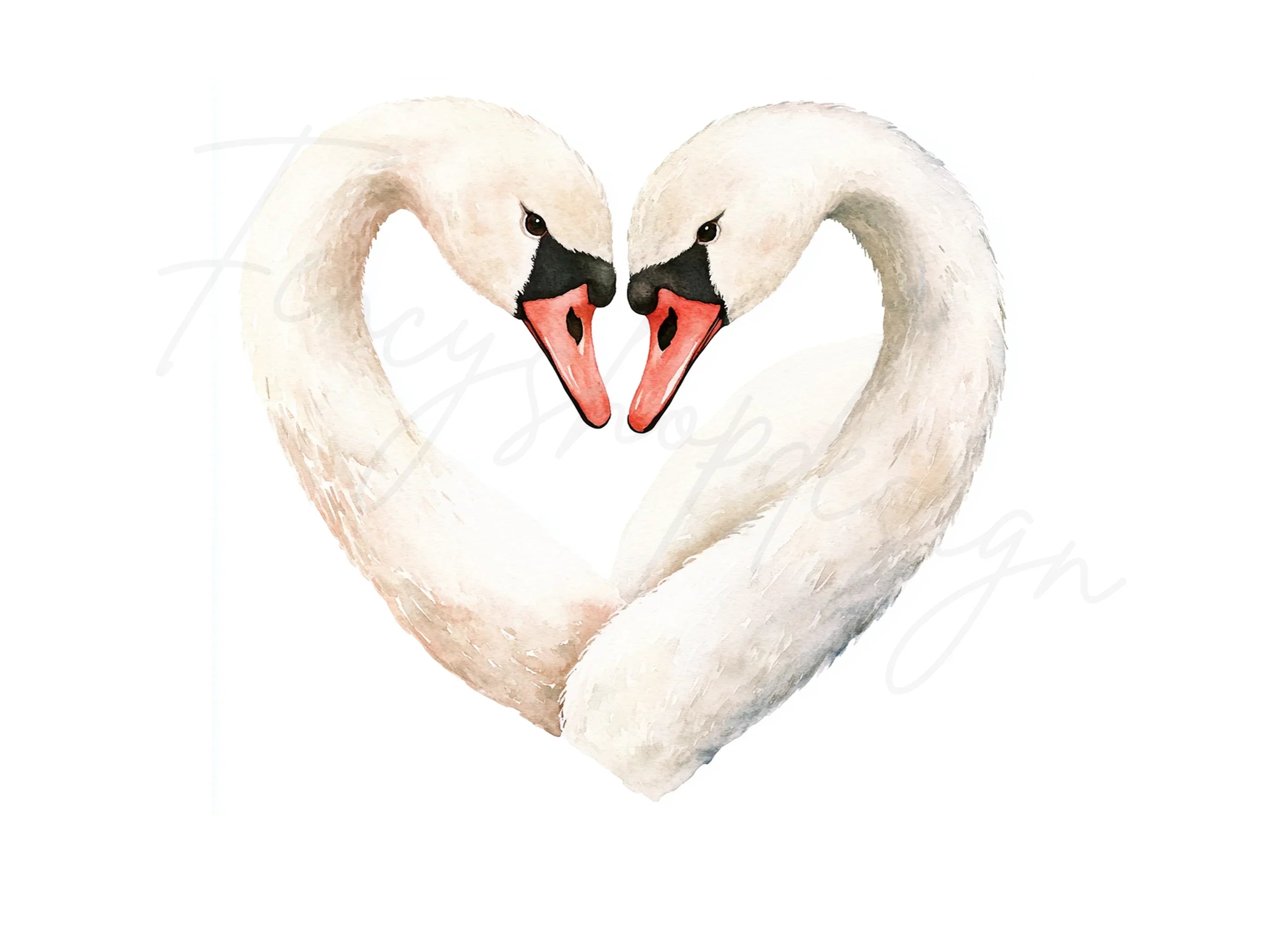 Romantic Swan Heart Clipart Bundle