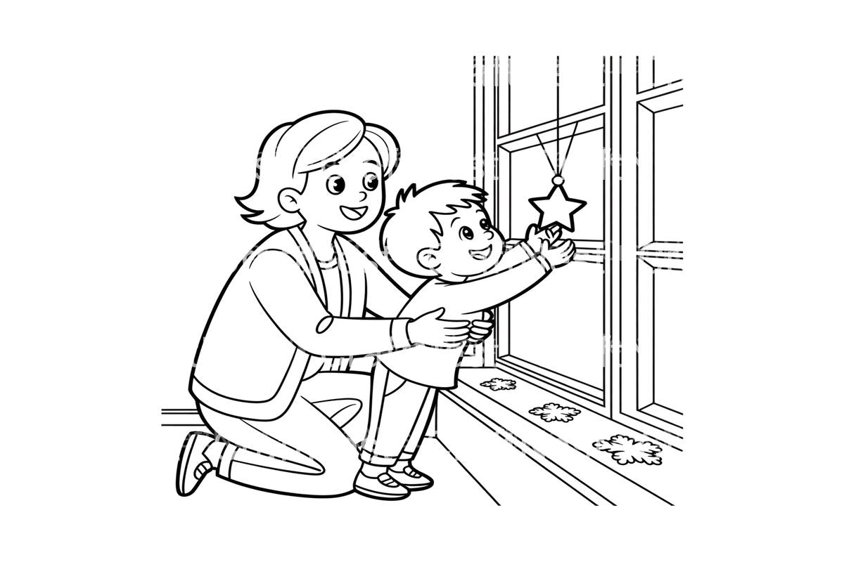 Mother and Child Decorating Window Coloring Books