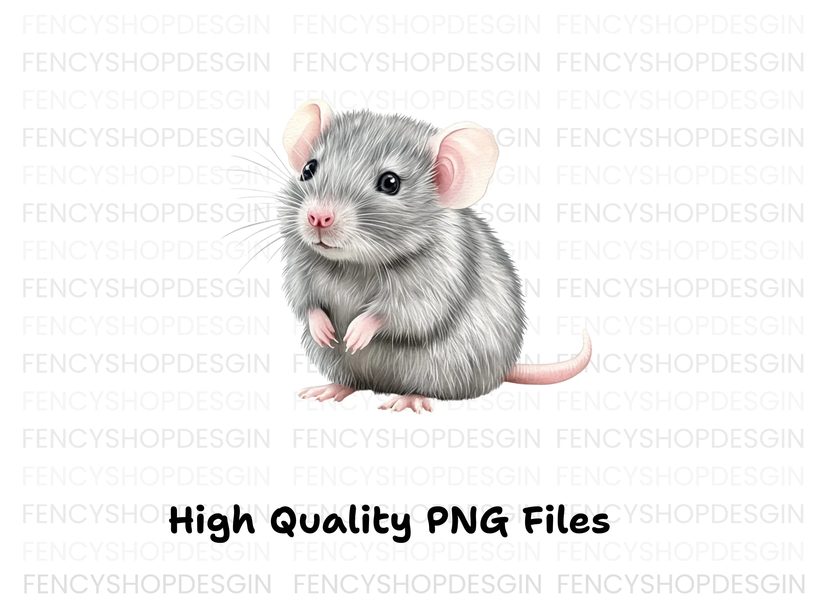 Cute Grey Mouse Clipart Bundle