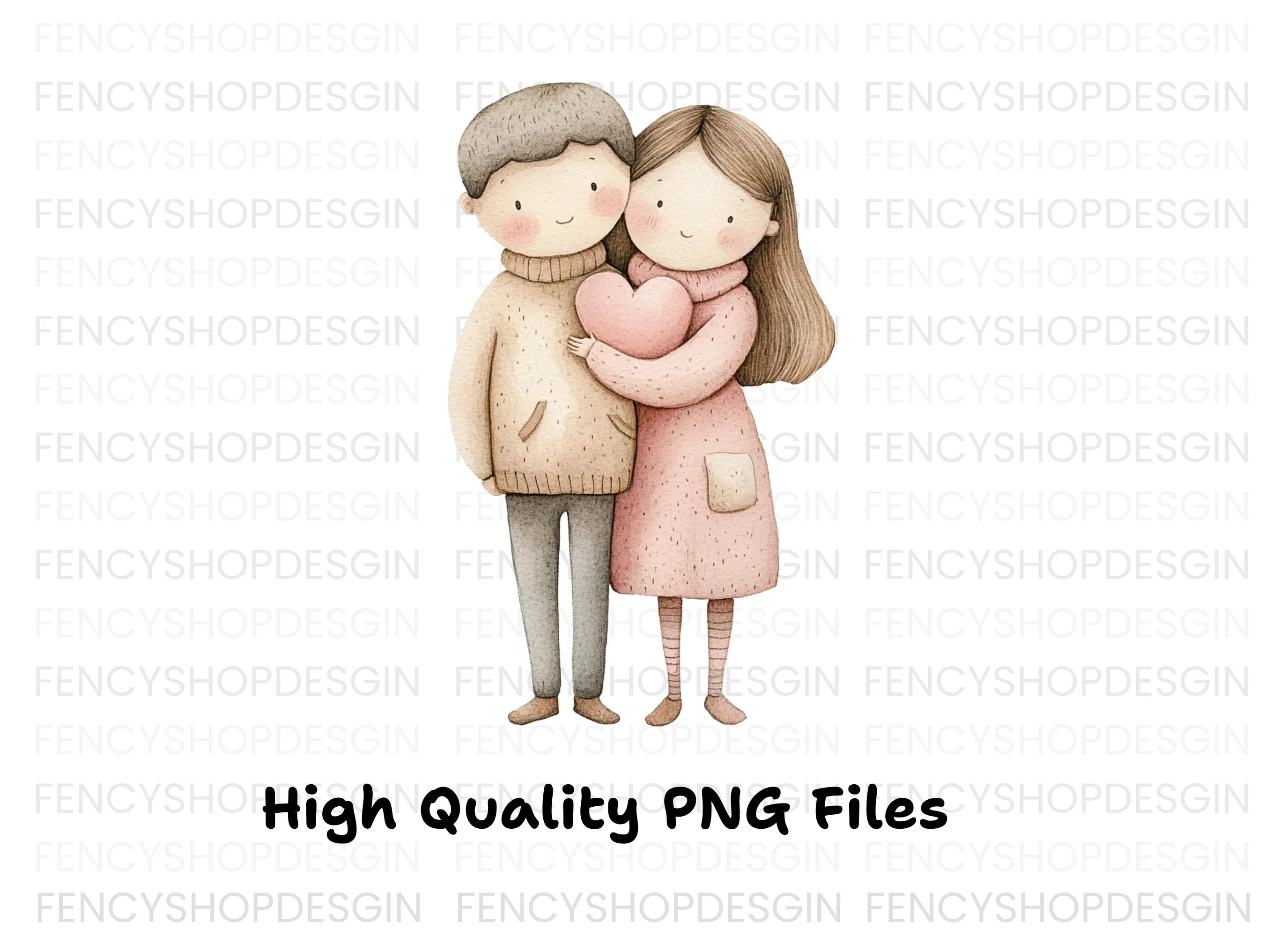 Charming Winter Couple Clipart Bundle
