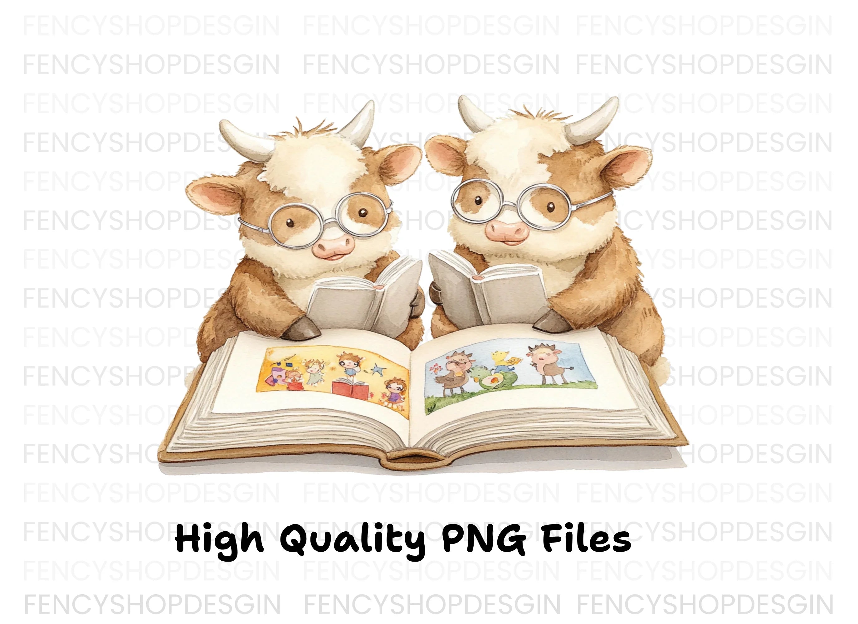 Smart Calf Reading Books Clipart Bundle