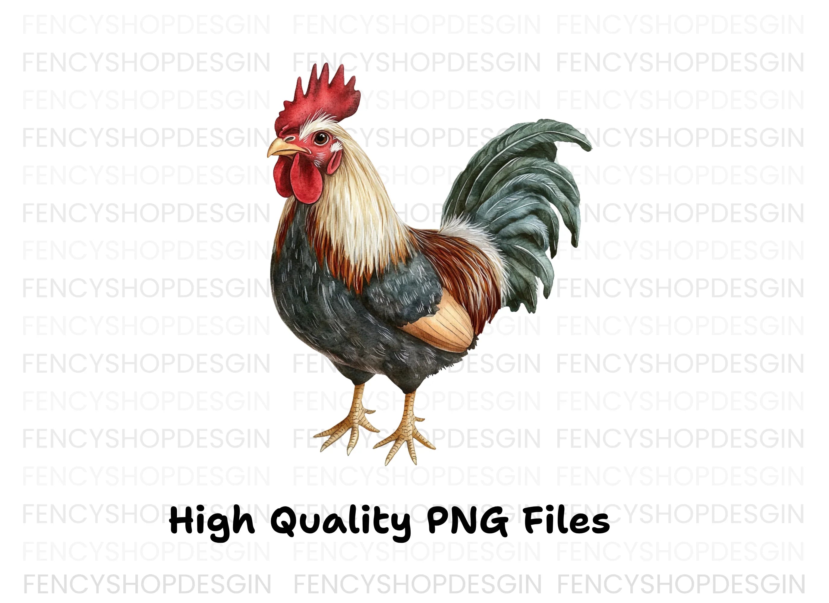 Realistic Rooster Clipart Bundle