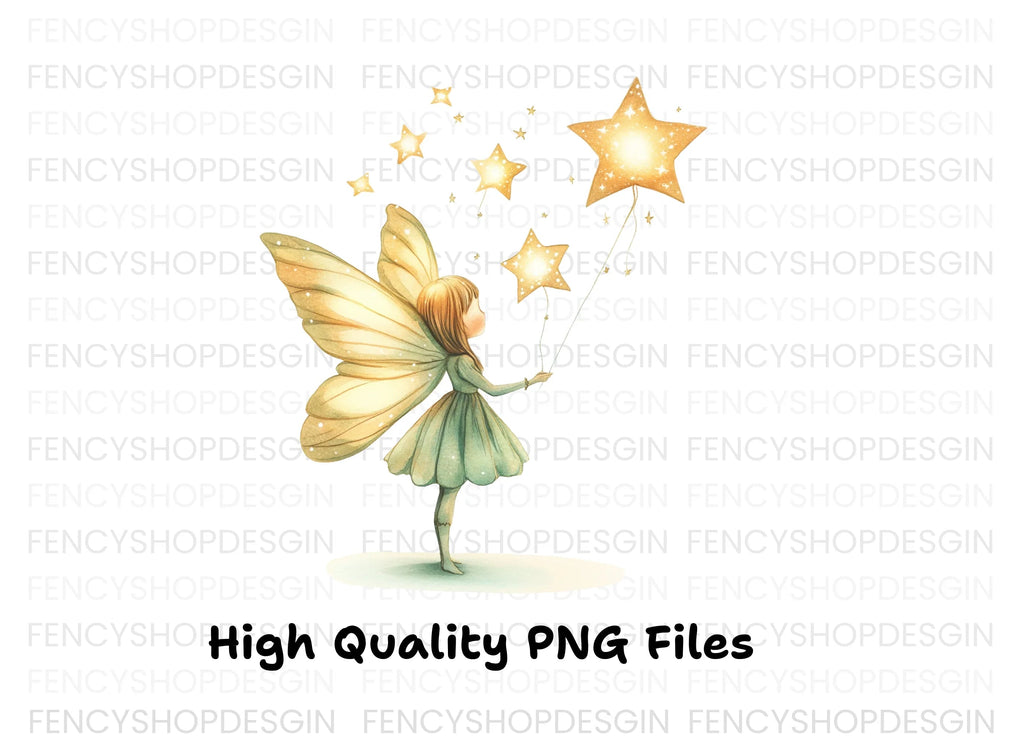 Fairy Holding Star Wand Clipart Bundle