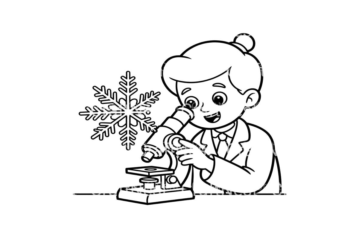 Scientist Observing Snowflake Coloring Books