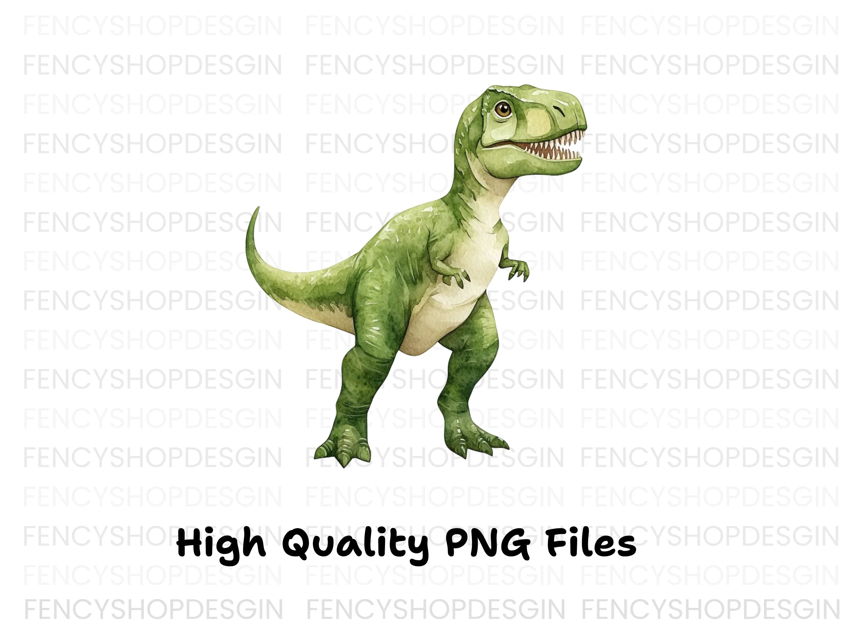 Green Rex Dinosaur Clipart Bundle