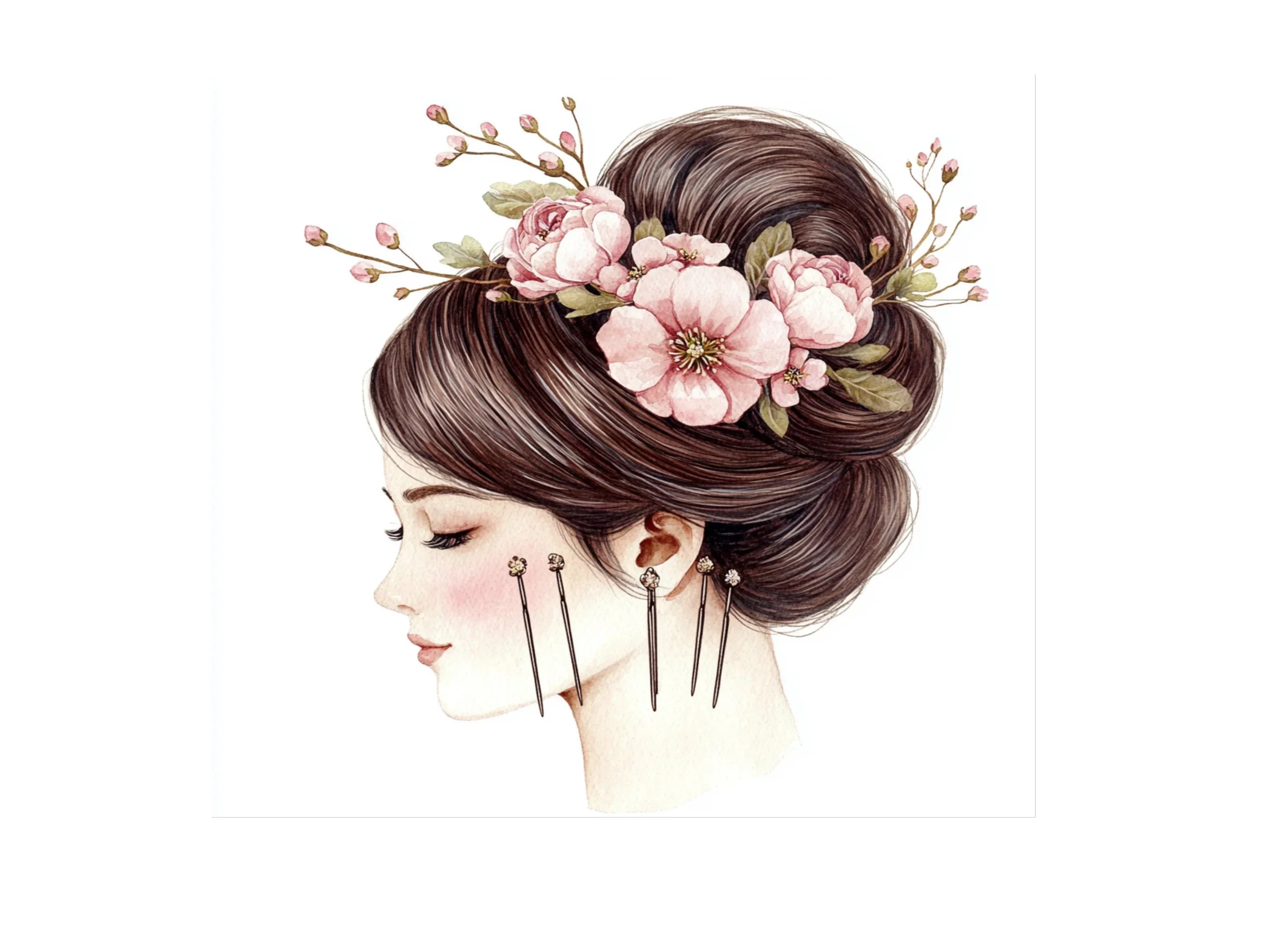 Elegant Bridal Hair Clipart Bundle
