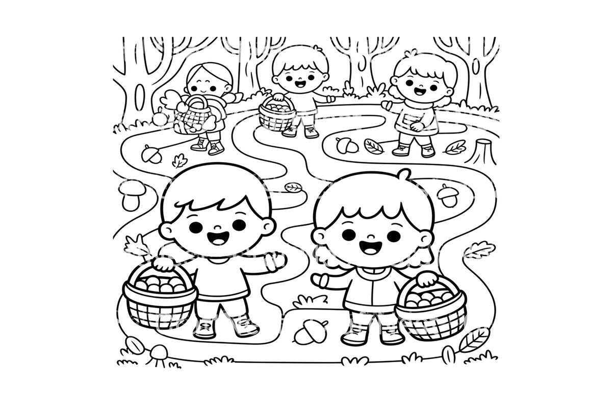 Autumn Forest Maze for Kids Coloring Books