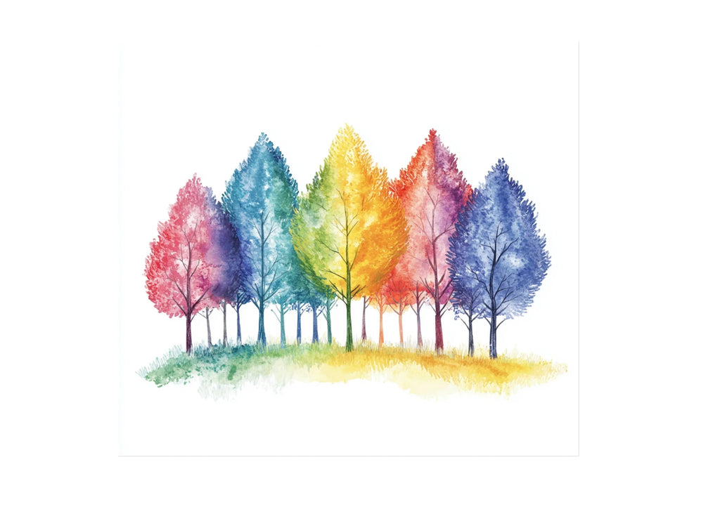 Rainbow Pine Tree Clipart Bundle