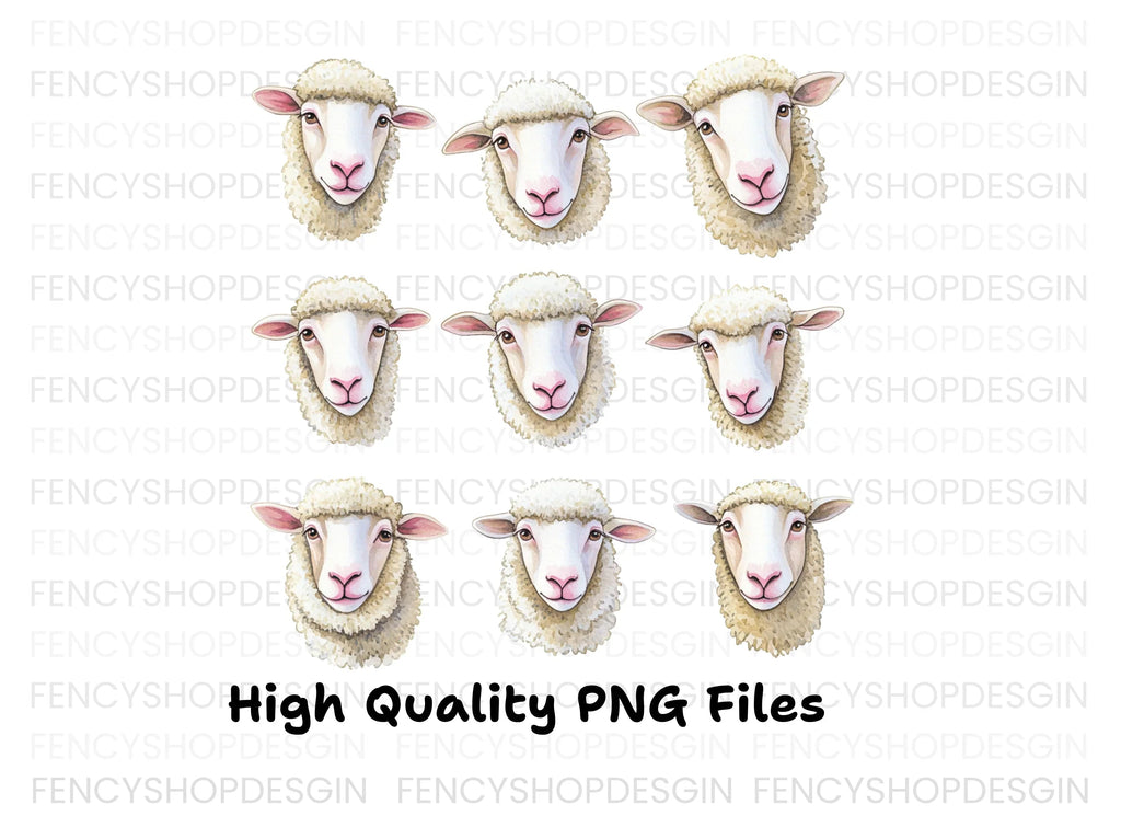 Adorable Sheep Faces Clipart Bundle