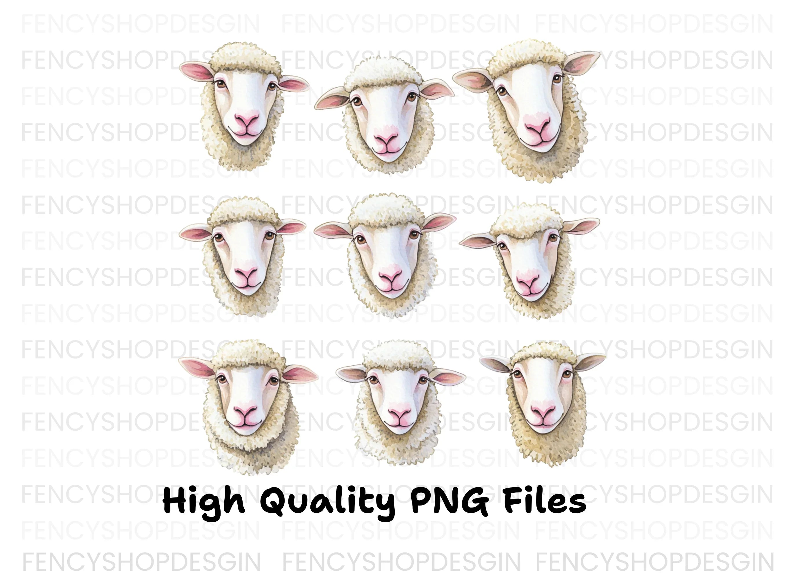 Adorable Sheep Faces Clipart Bundle