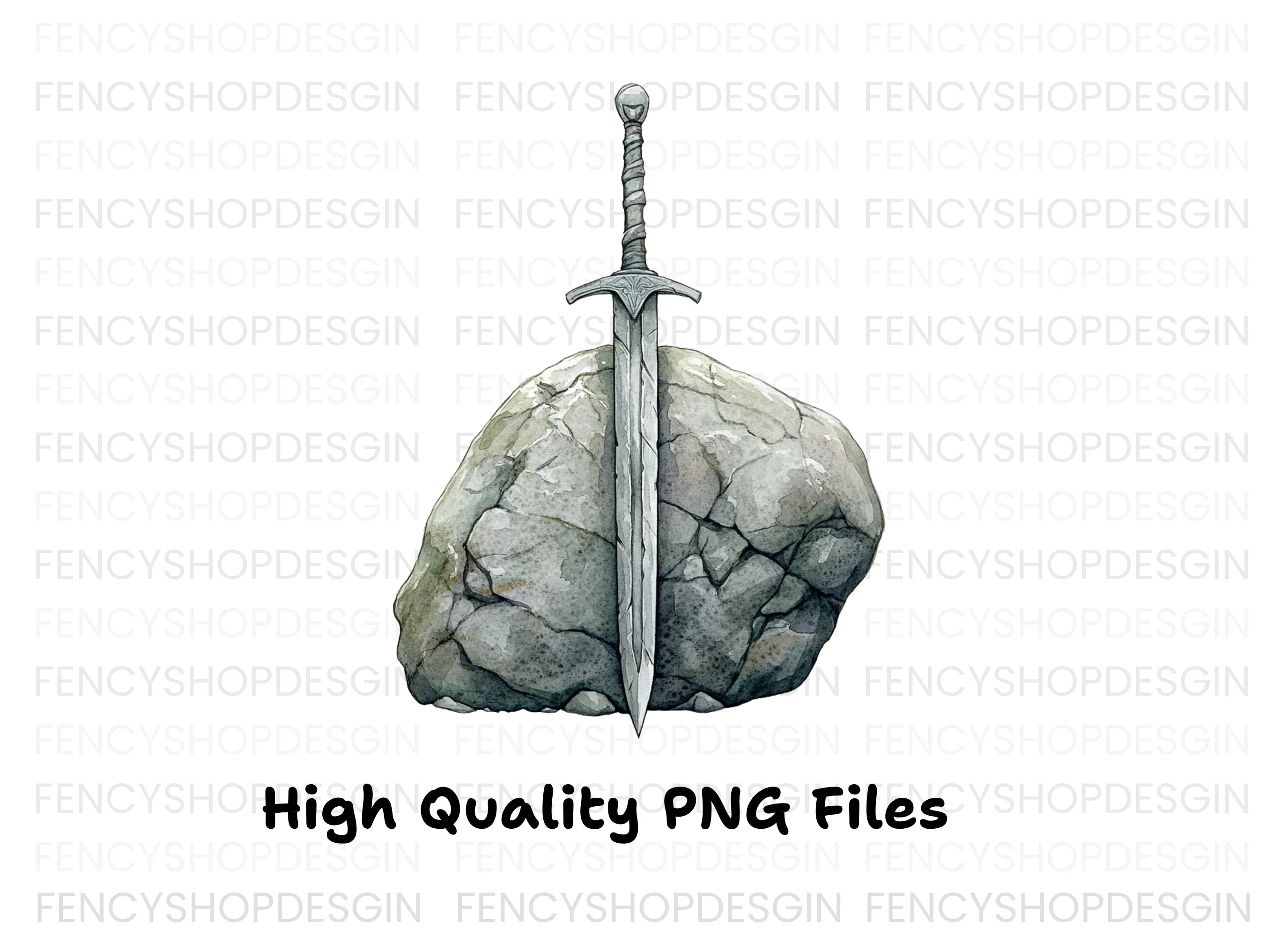 Excalibur Sword in Stone Clipart Bundle