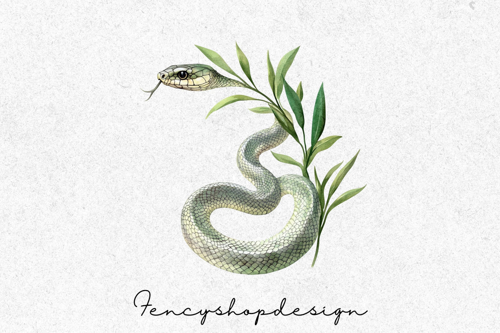 Realistic Green Snake Clipart Bundle