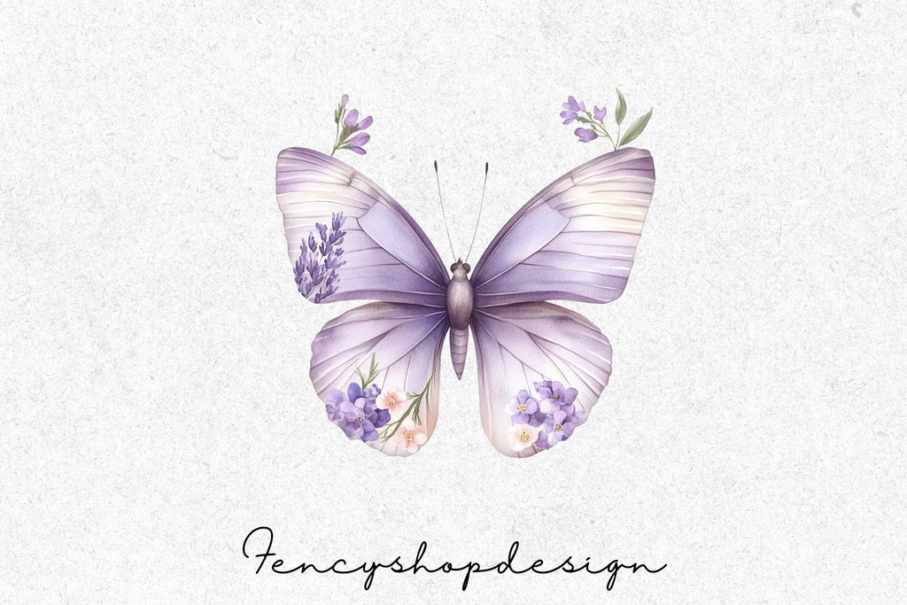 Purple Butterfly Clipart Bundle