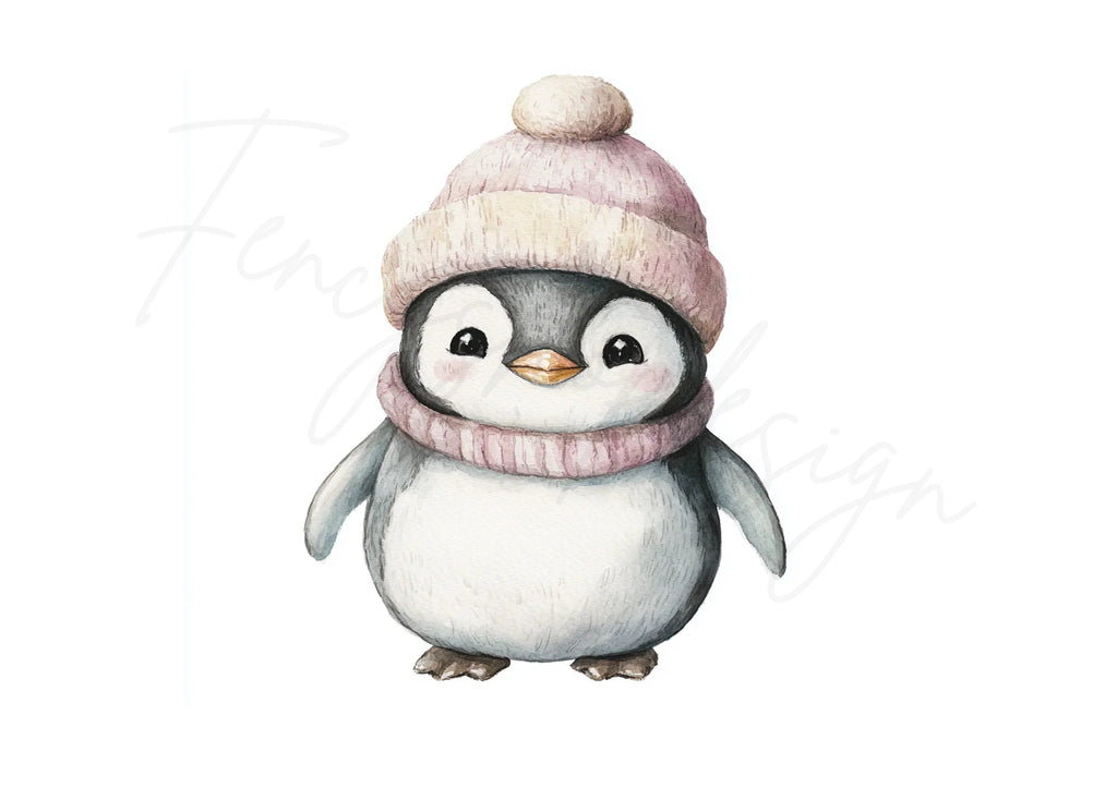 Charming Penguin Scarf Hat Clipart Bundle