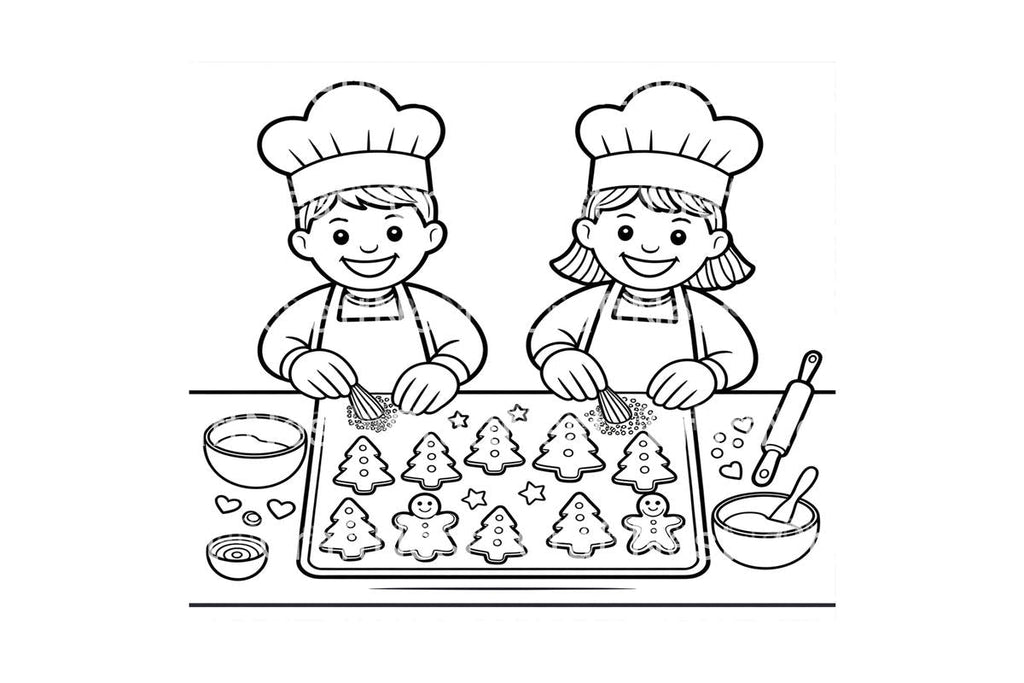 Kids Baking Cookies Coloring Books