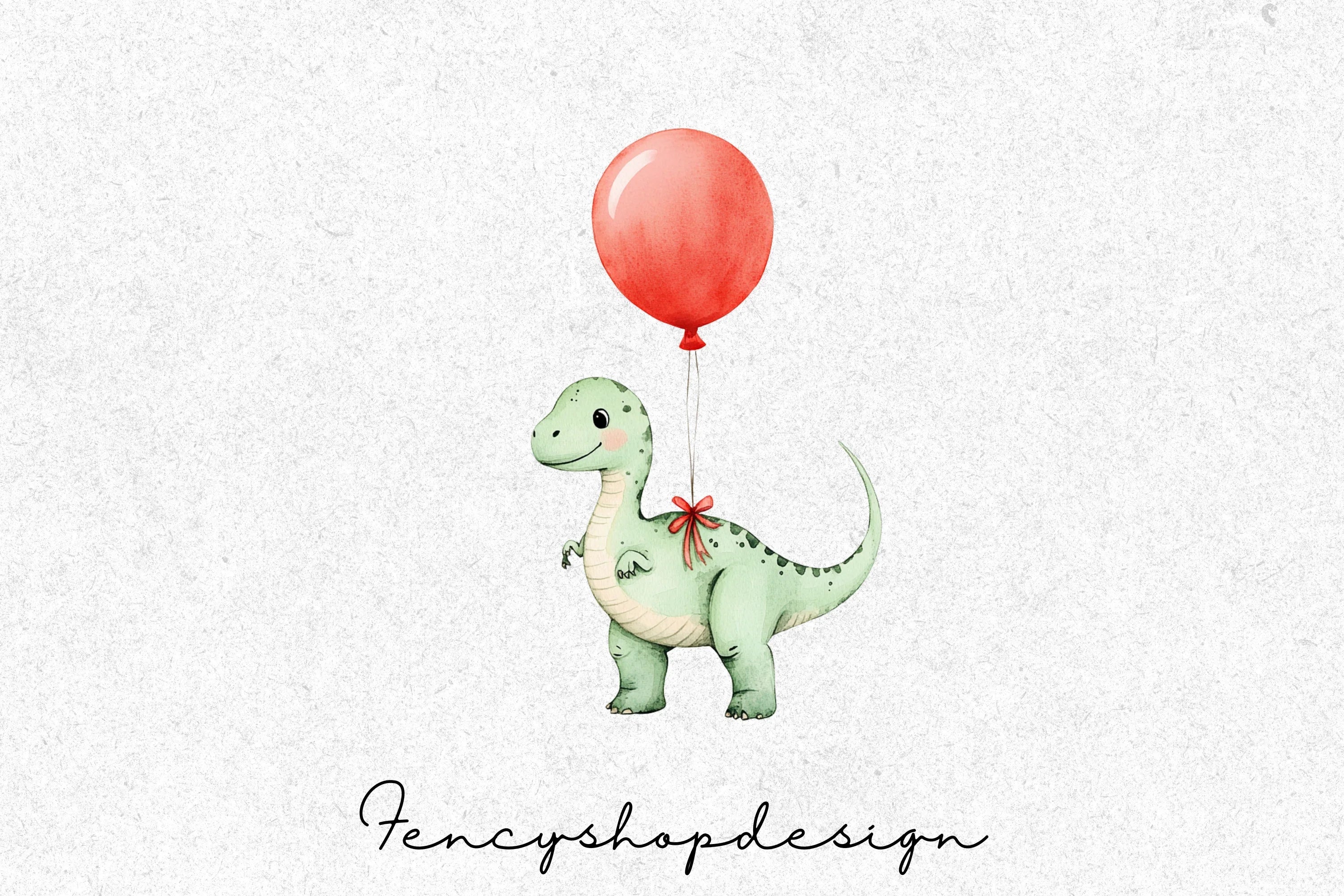 Adorable Dino Party Balloon Graphics Clipart Bundle