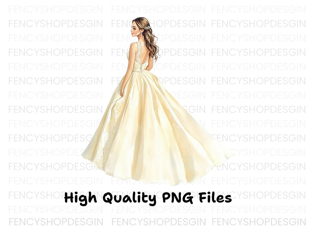 Elegant Wedding Dress Clipart Bundle
