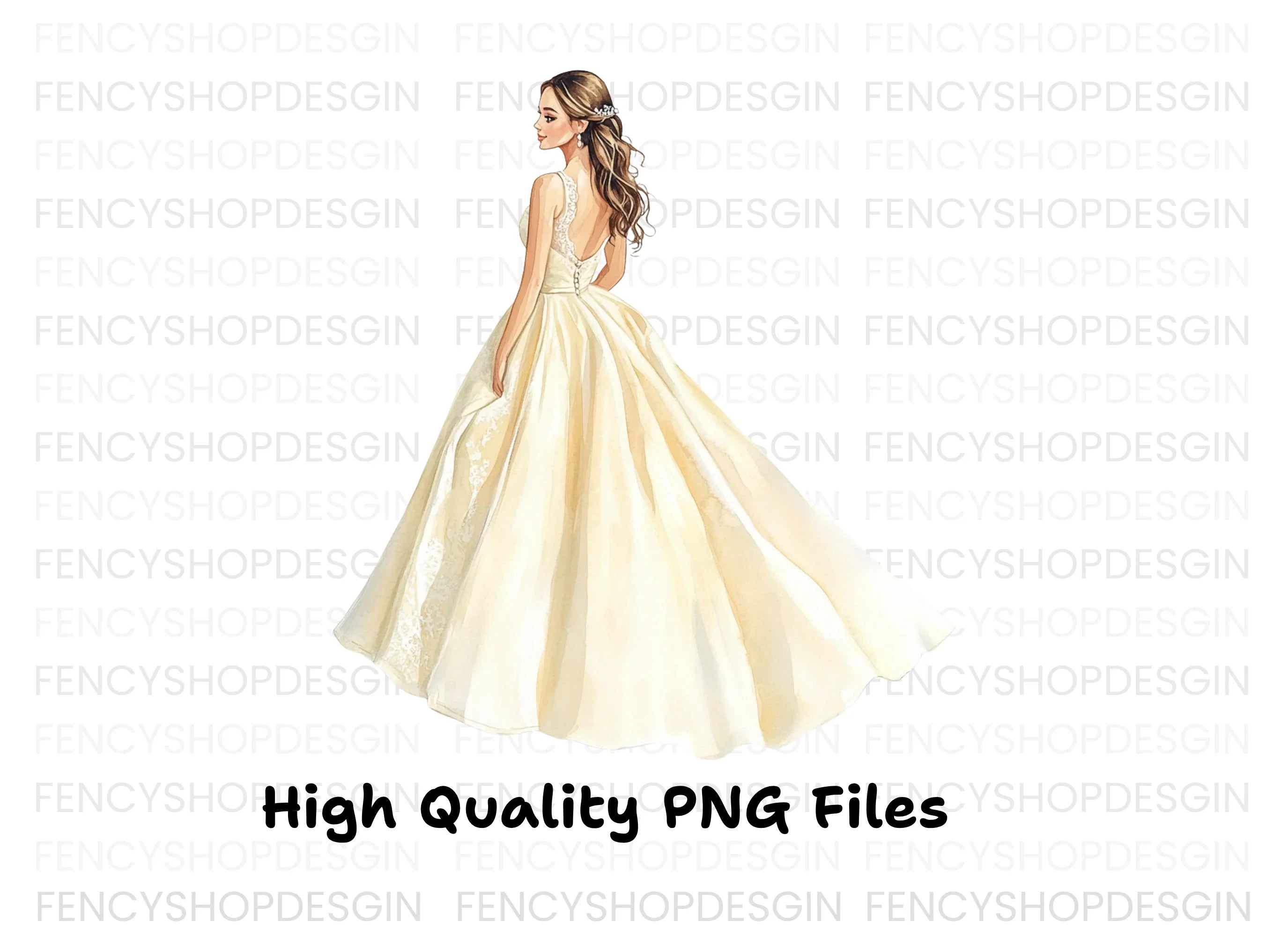 Elegant Wedding Dress Clipart Bundle
