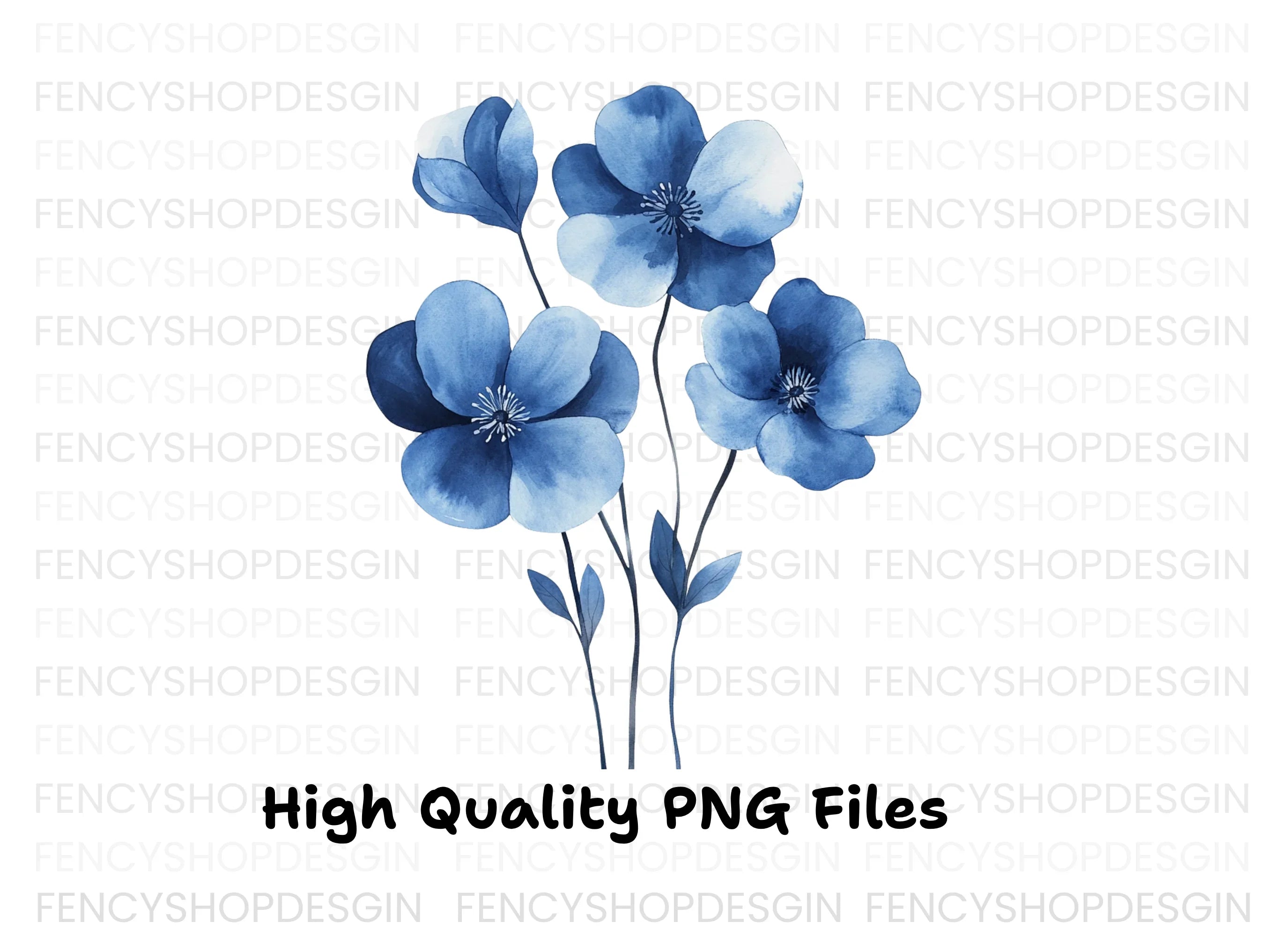 Blue Flowers Clipart Bundle