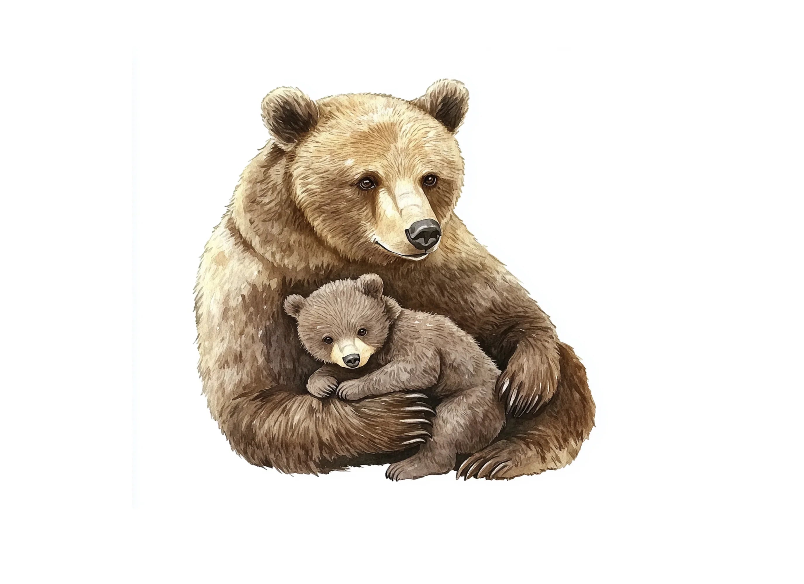Cute Mama Bear and Cub Clipart Bundle