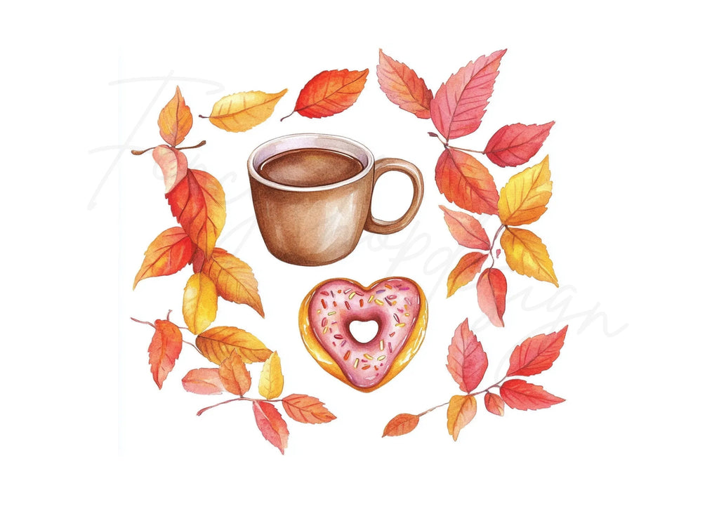 Autumn Leaves Donut Coffee Clipart Bundle
