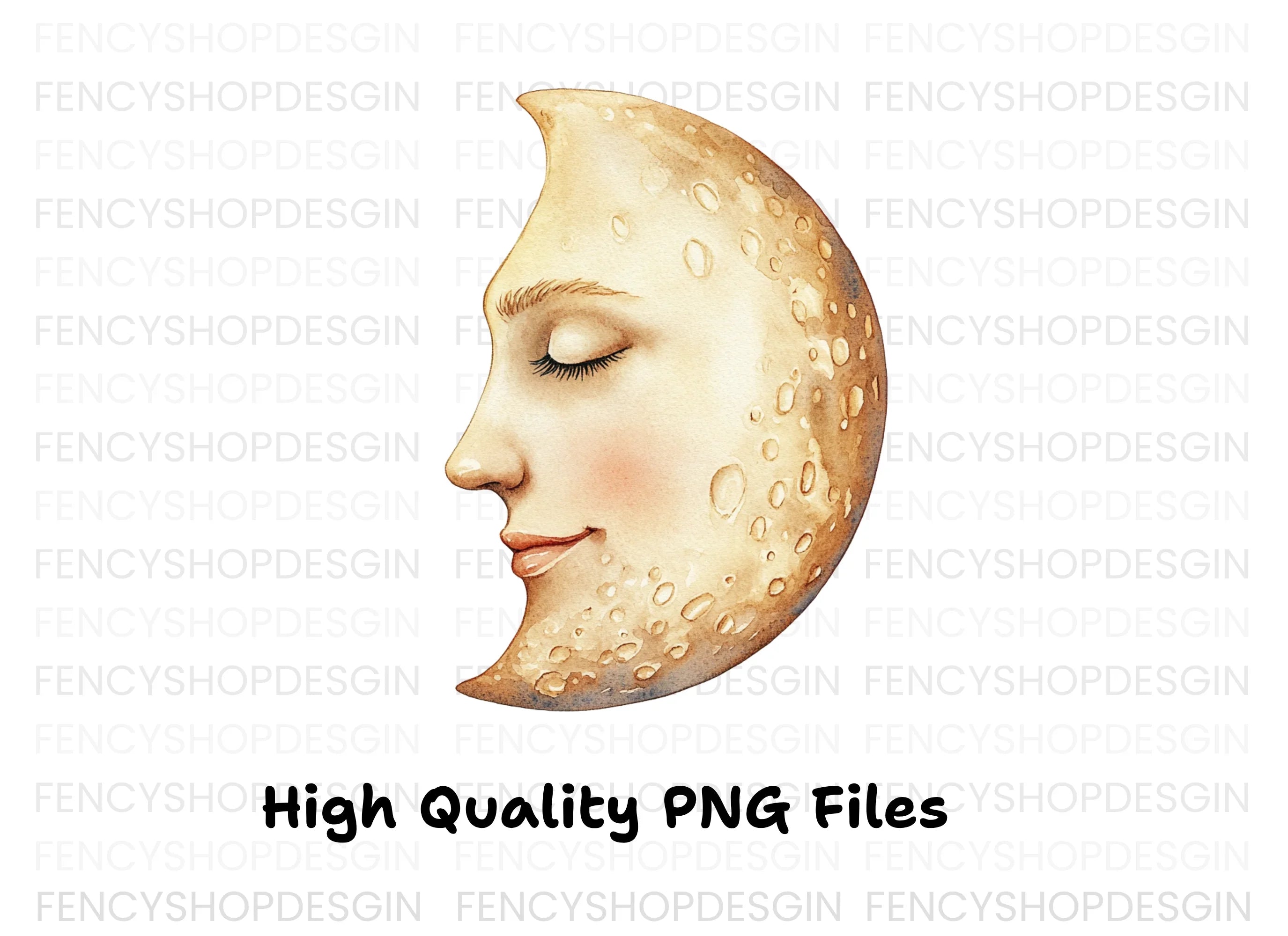 Sleeping Moon Face Clipart Bundle